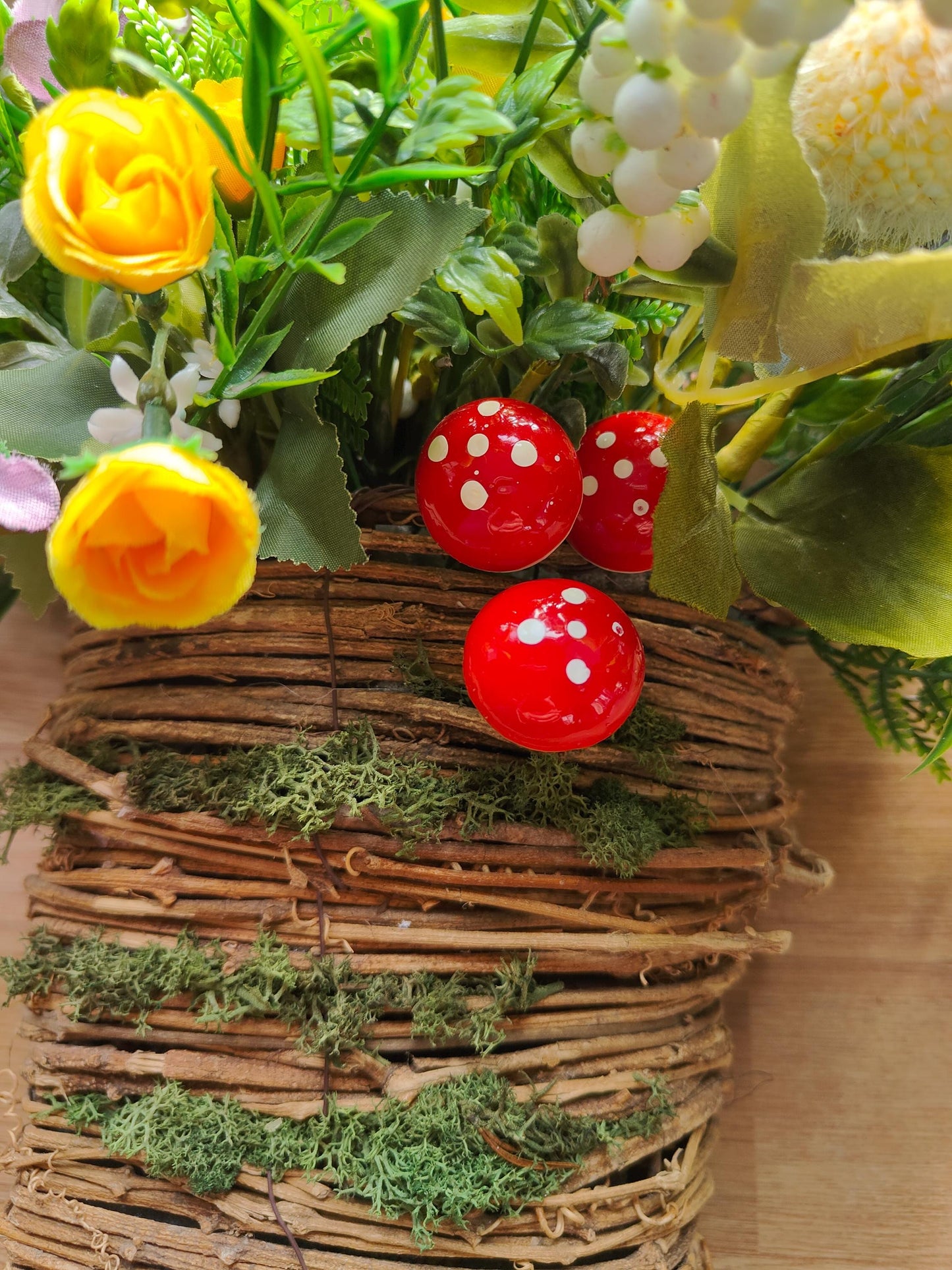 Spring Summer flower basket wall decor hanging kitchen artificial flowers