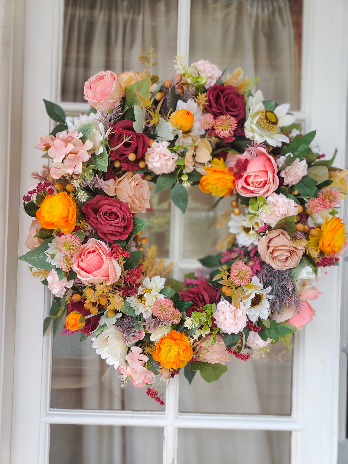 Autumn wreath large warm colours