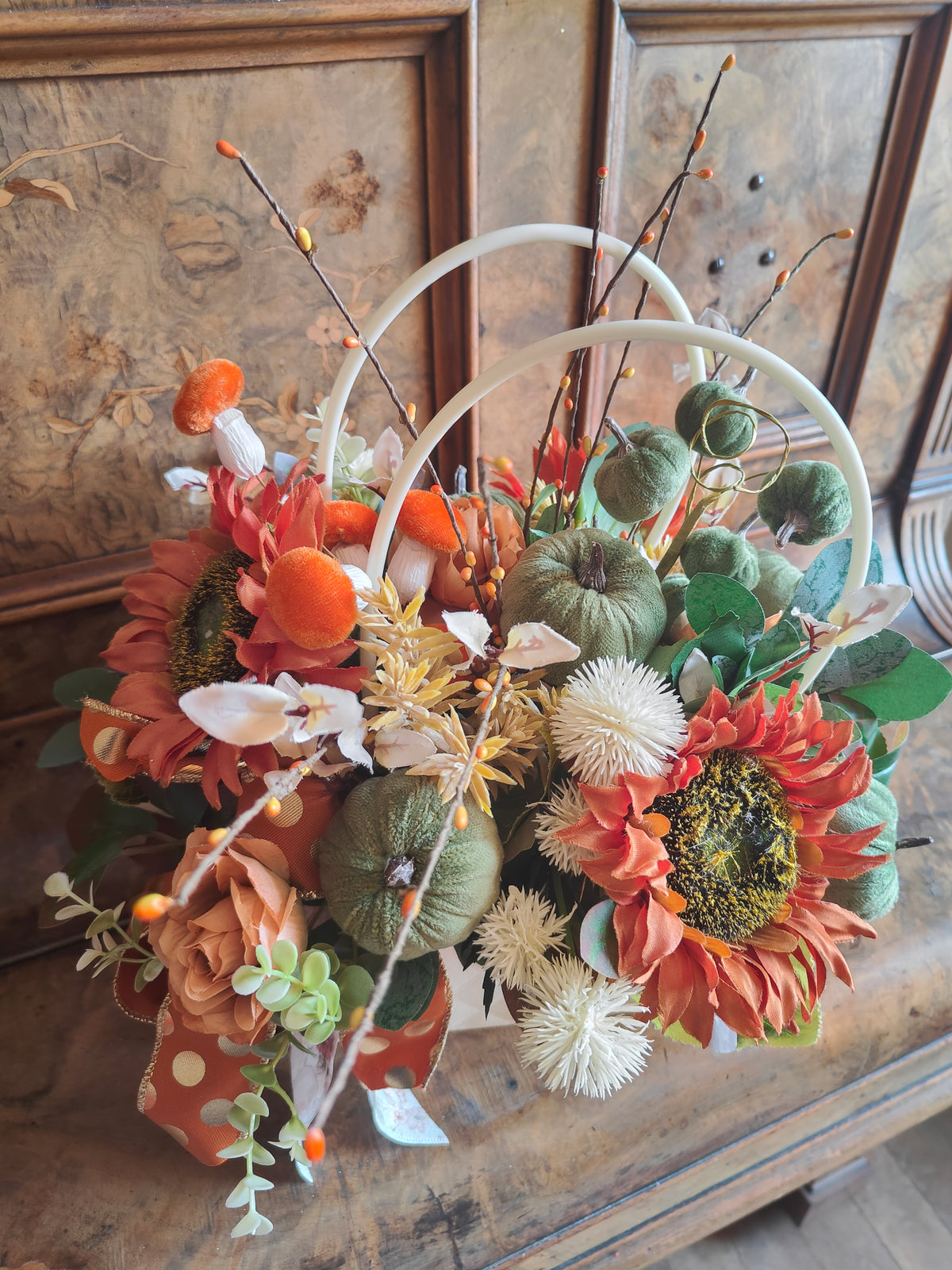 Autumn arrangement handbag decor Autumn colours