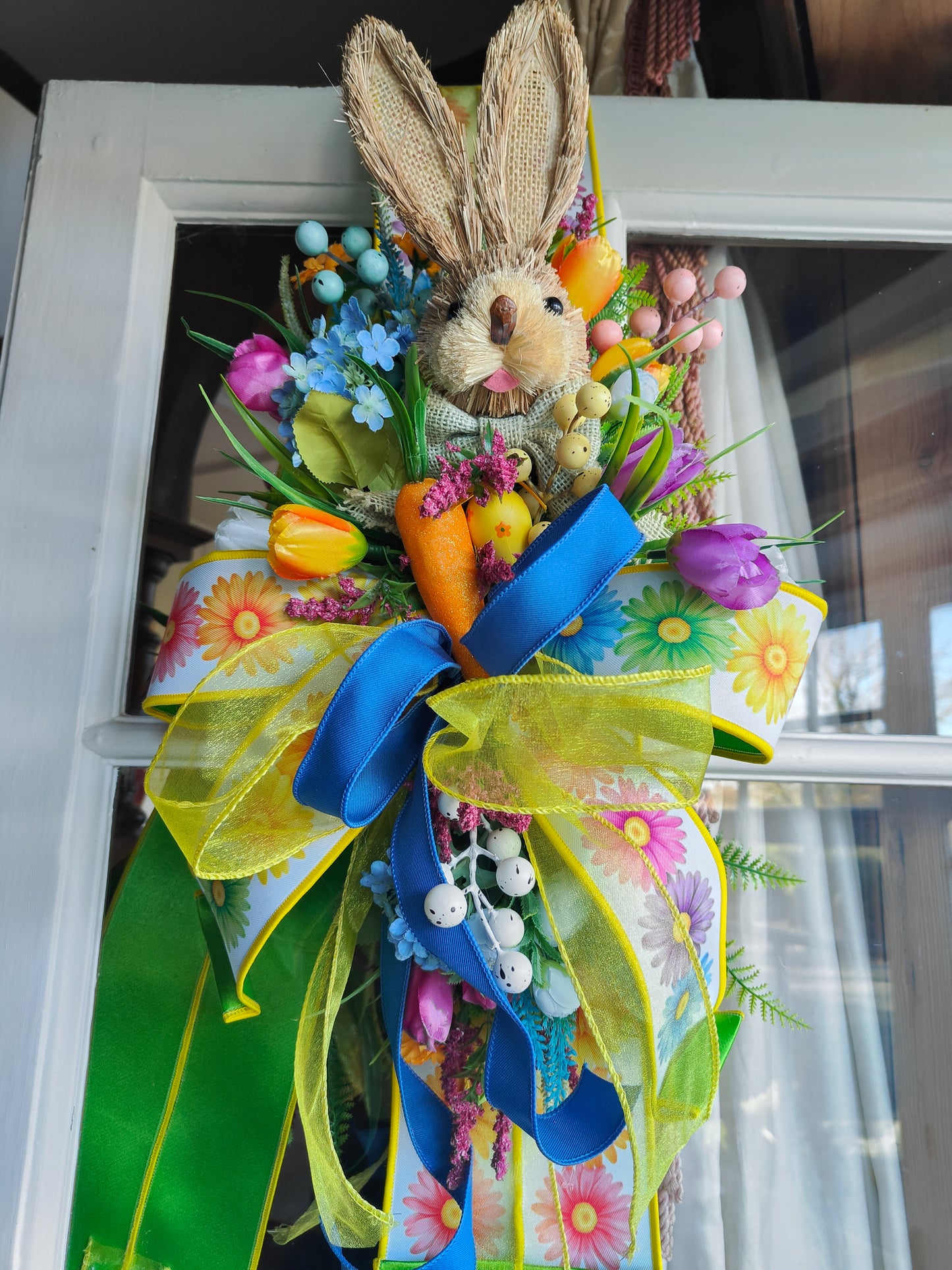 Easter bunny swag double sided hanger over the door Easter decor