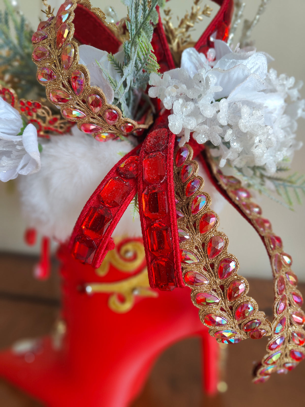 Red shoe Mrs Claus boot