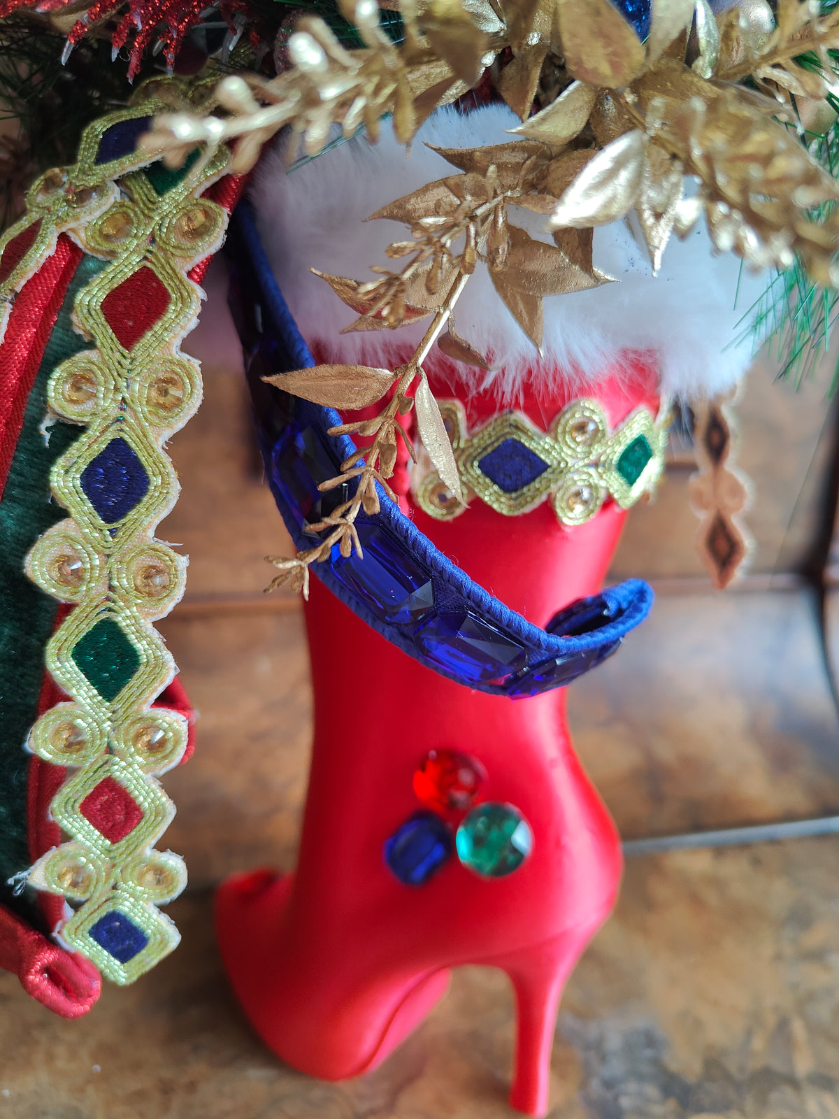 Mrs Claus boot red shoe decoration