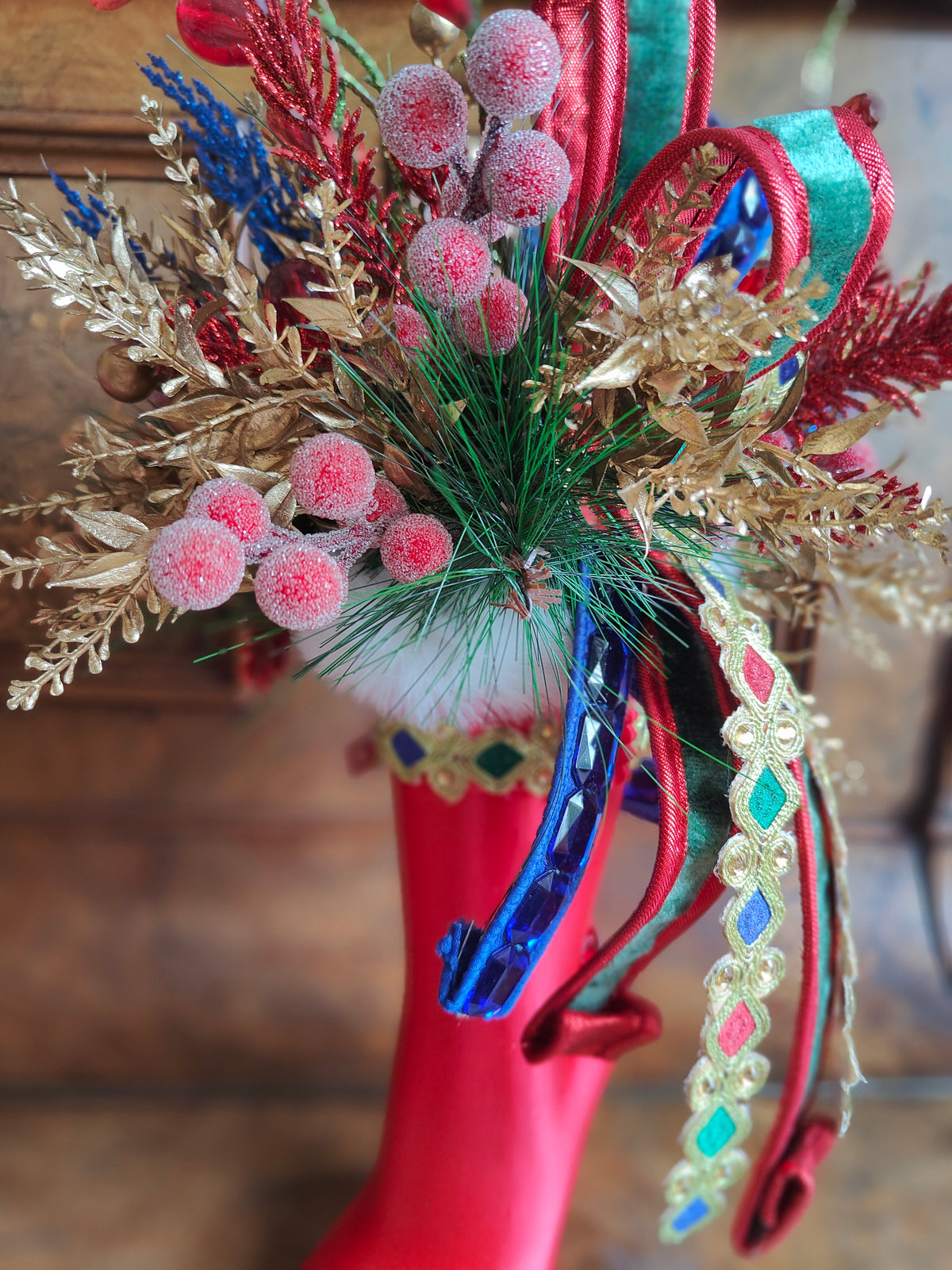 Mrs Claus boot red shoe decoration