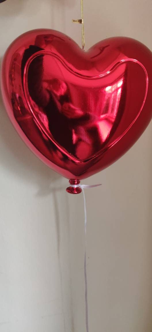 Red Metallic Heart Balloon, Valentines Wreath Attachment (22.5cm)