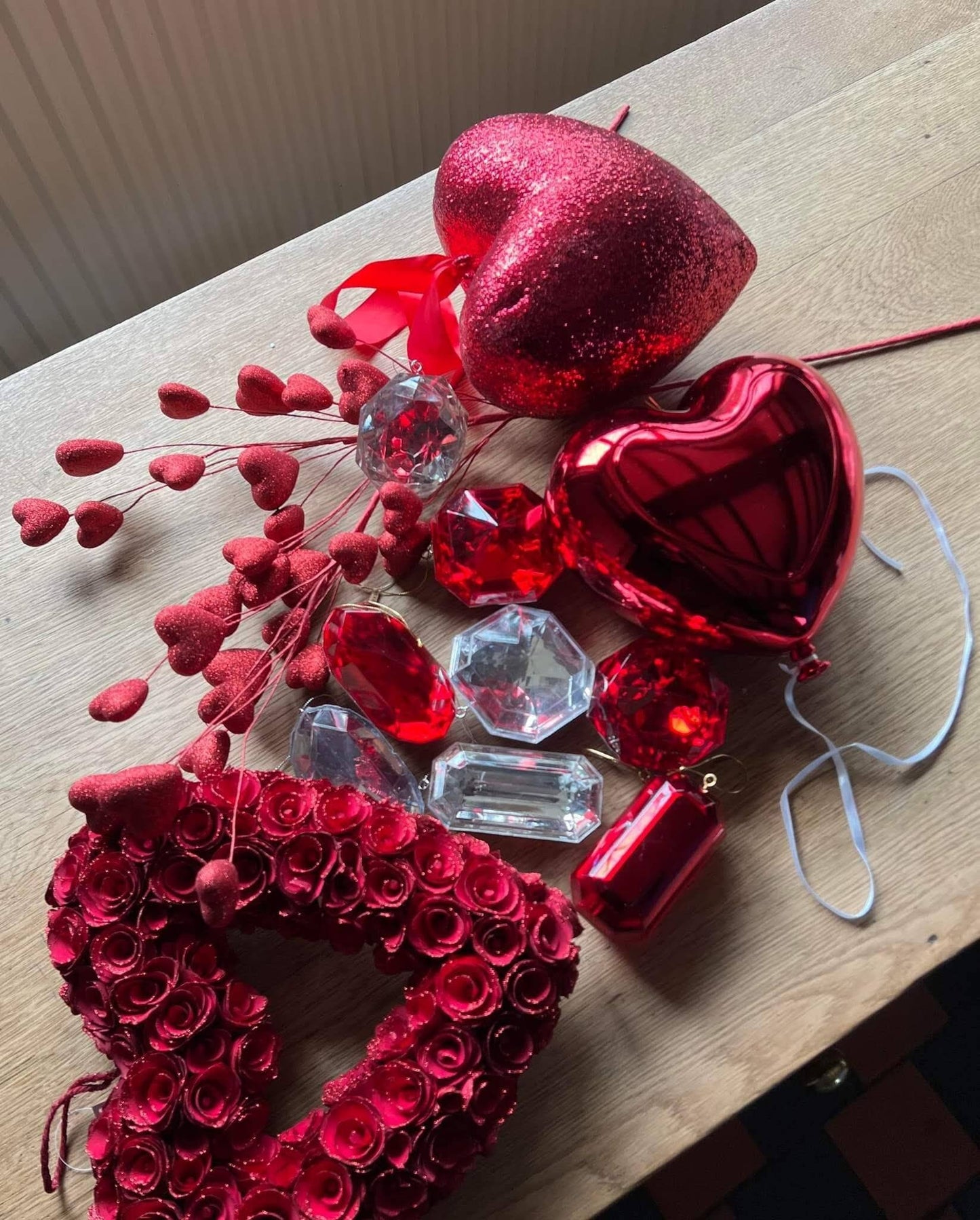 Red Metallic Heart Balloon, Valentines Wreath Attachment (22.5cm)