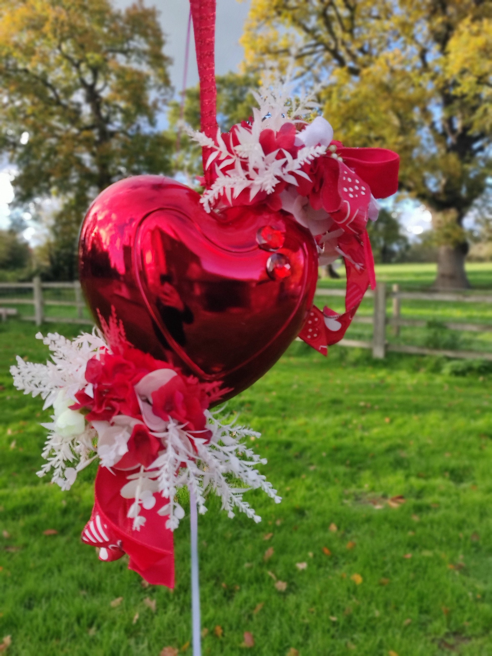 Red Metallic Heart Balloon, Valentines Wreath Attachment (22.5cm)