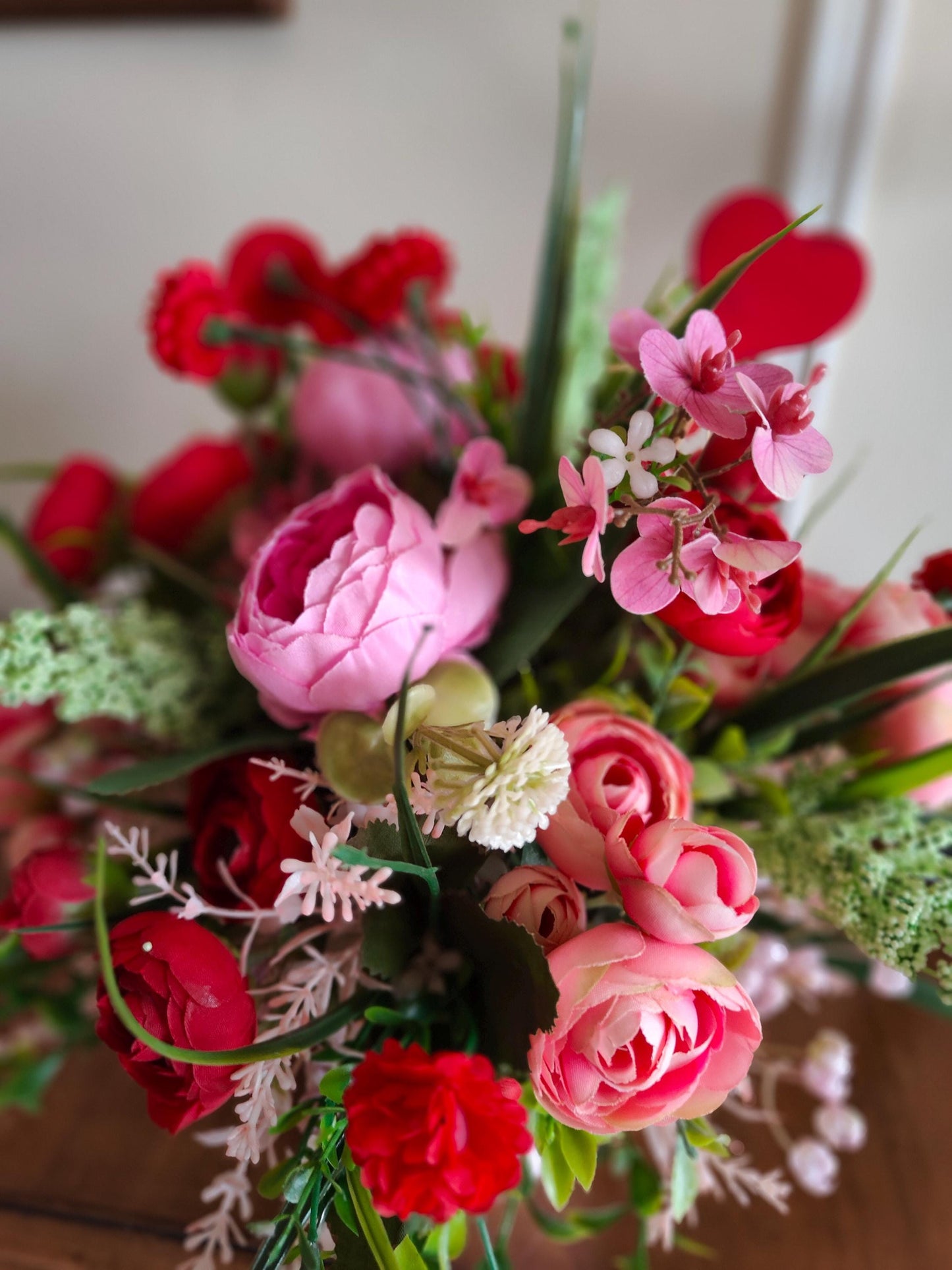 Flower arrangement pink red display tablecentre gift birthday yellow flowers Spring Summer anniversary