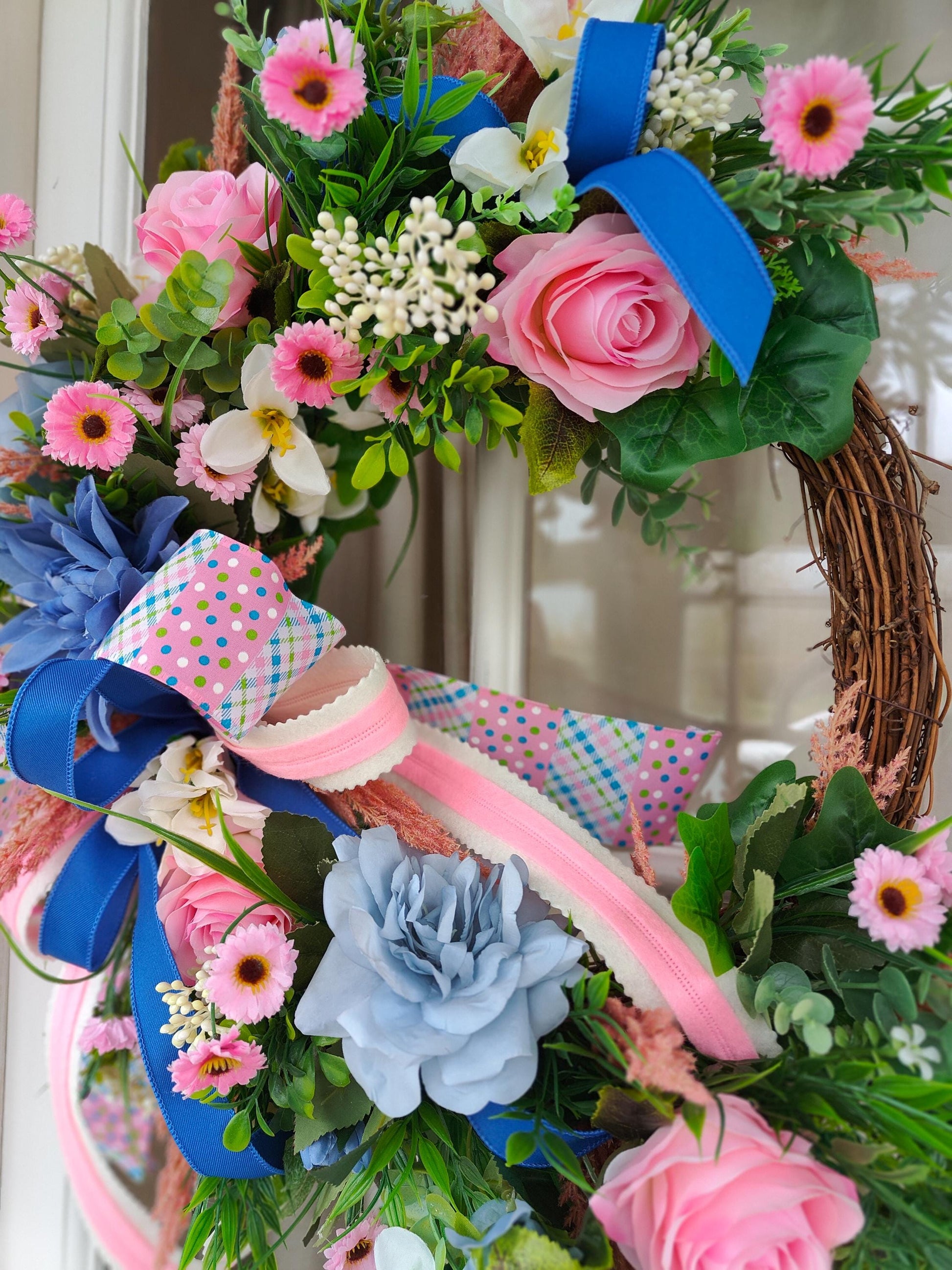 Wreath pink and blue half moon deluxe