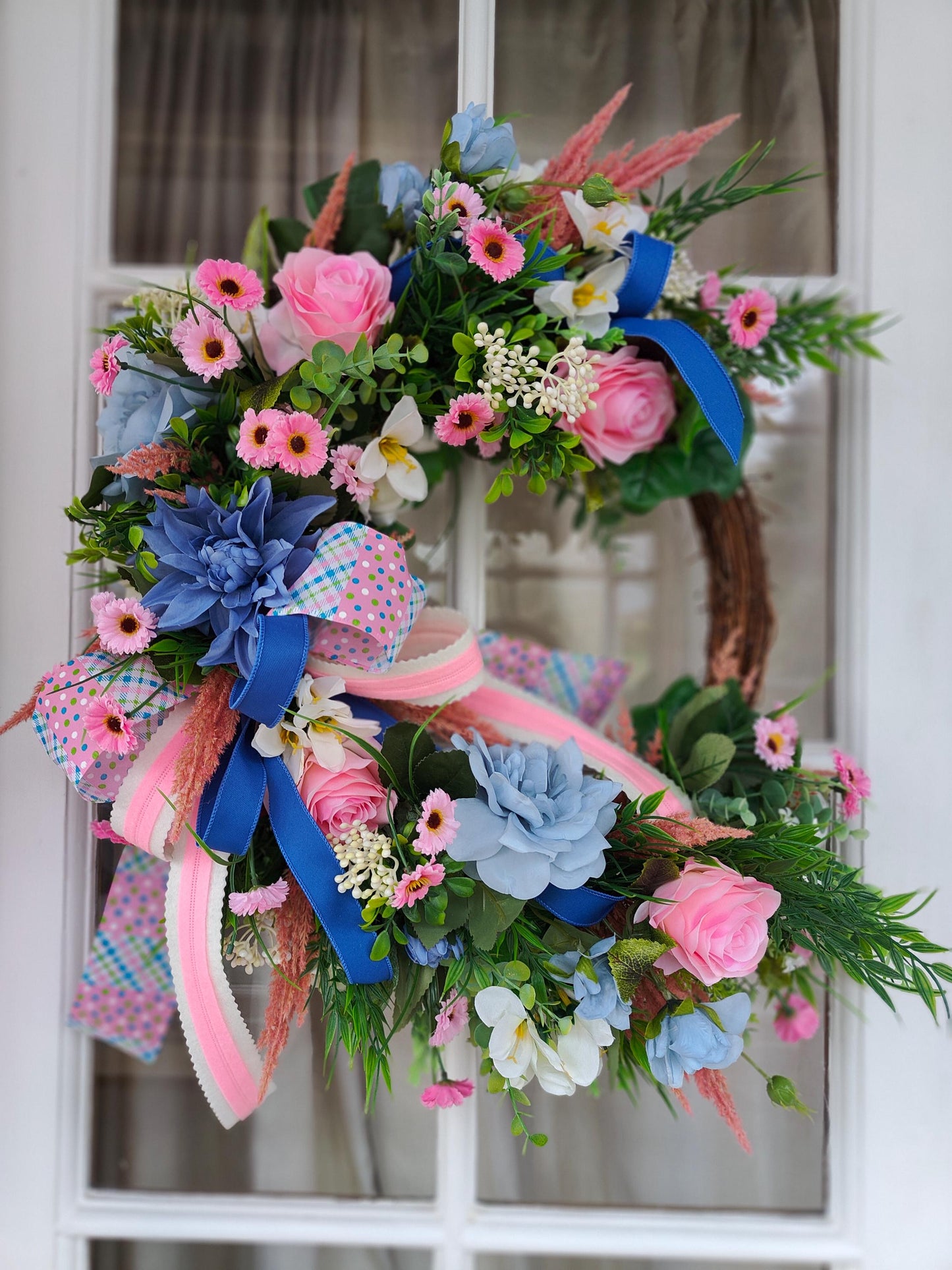 Wreath pink and blue half moon deluxe