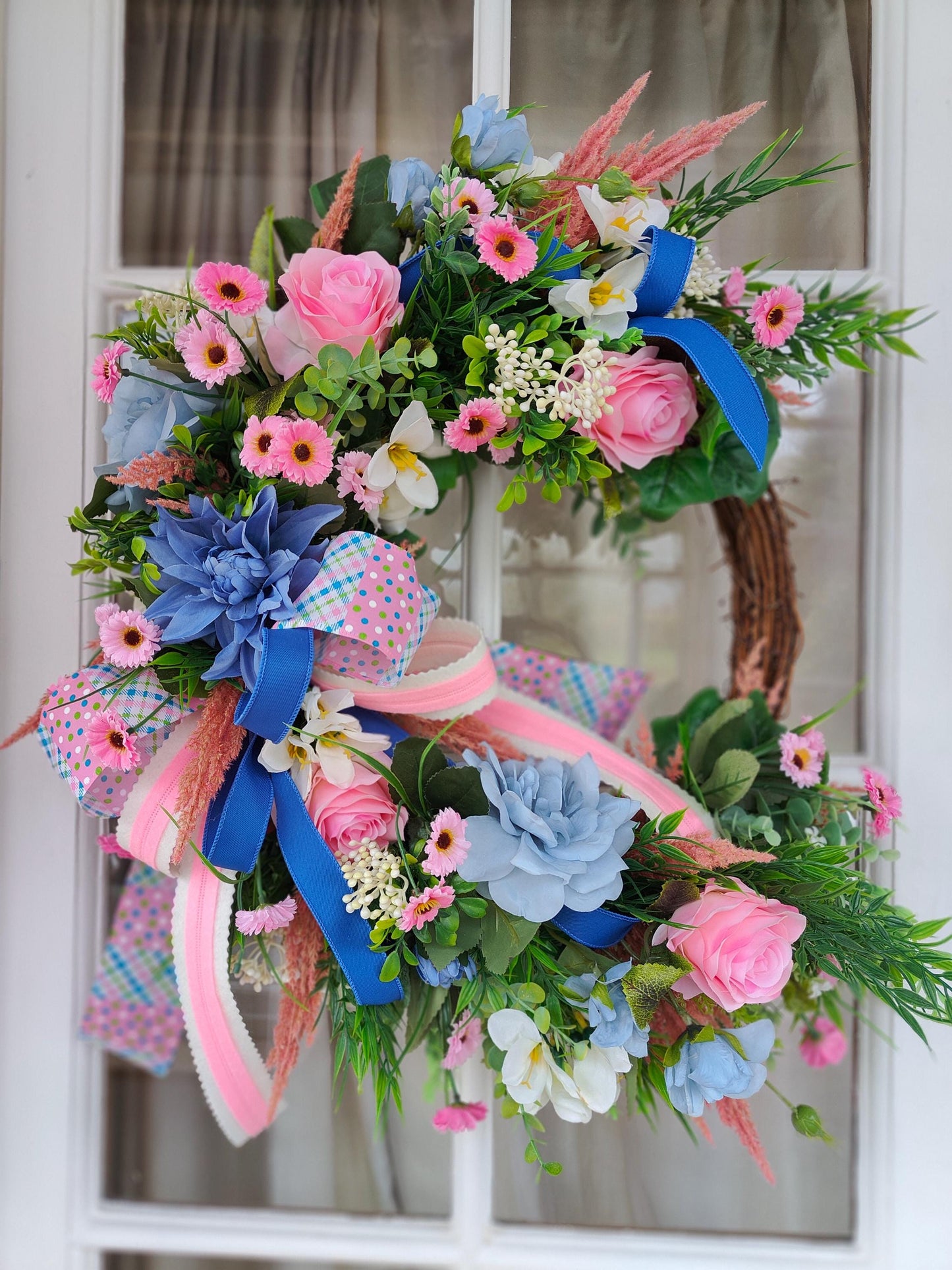 Wreath pink and blue half moon deluxe