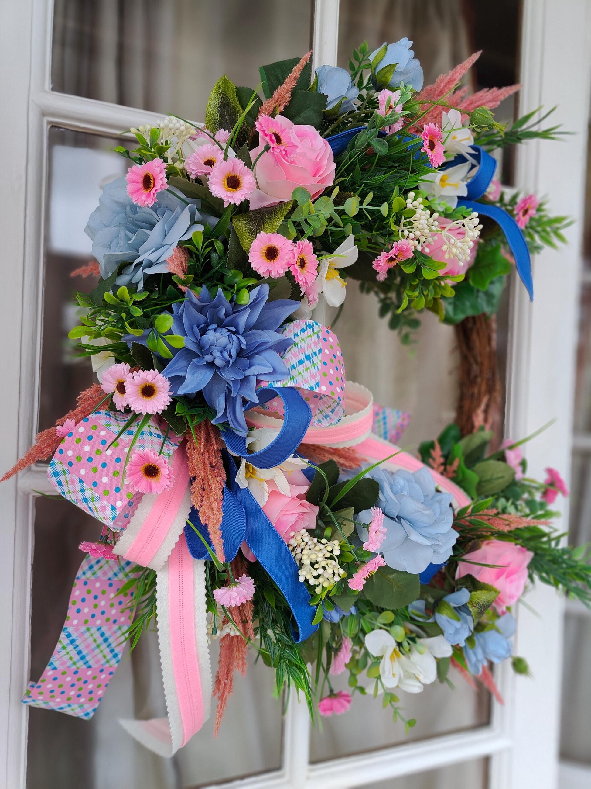 Wreath pink and blue half moon deluxe