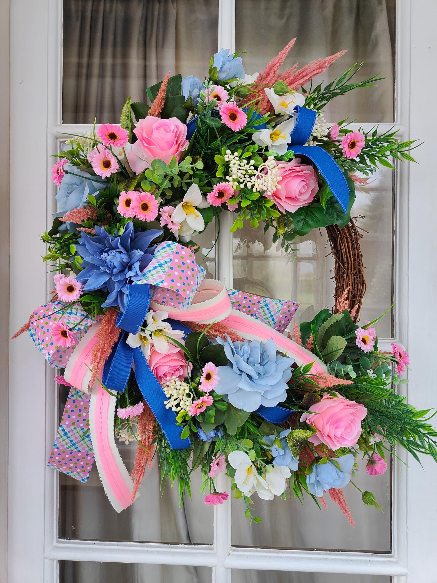 Wreath pink and blue half moon deluxe