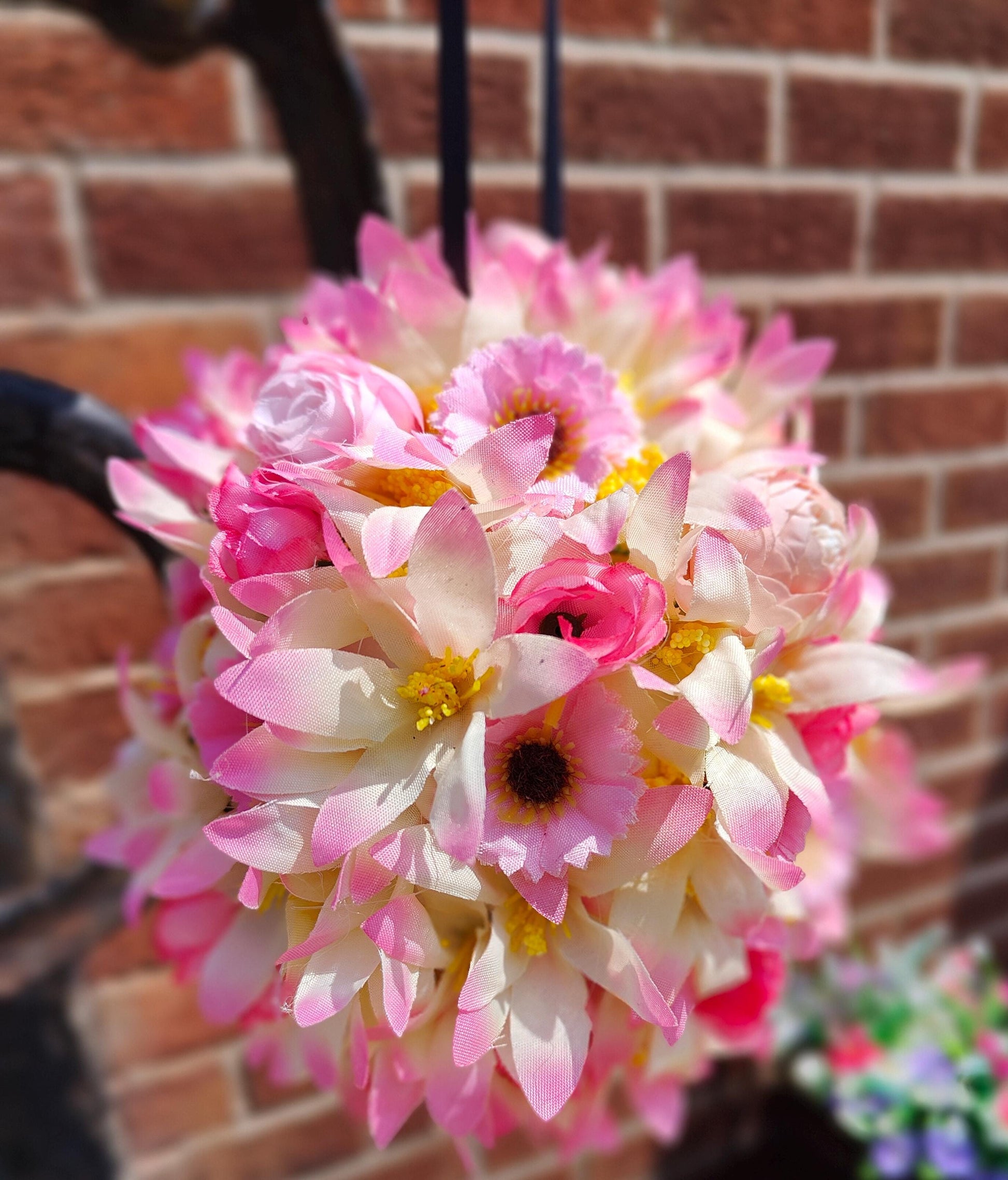 Flower ball flower girl wedding pink cream small hanging artificial flowers ball bridesmaid