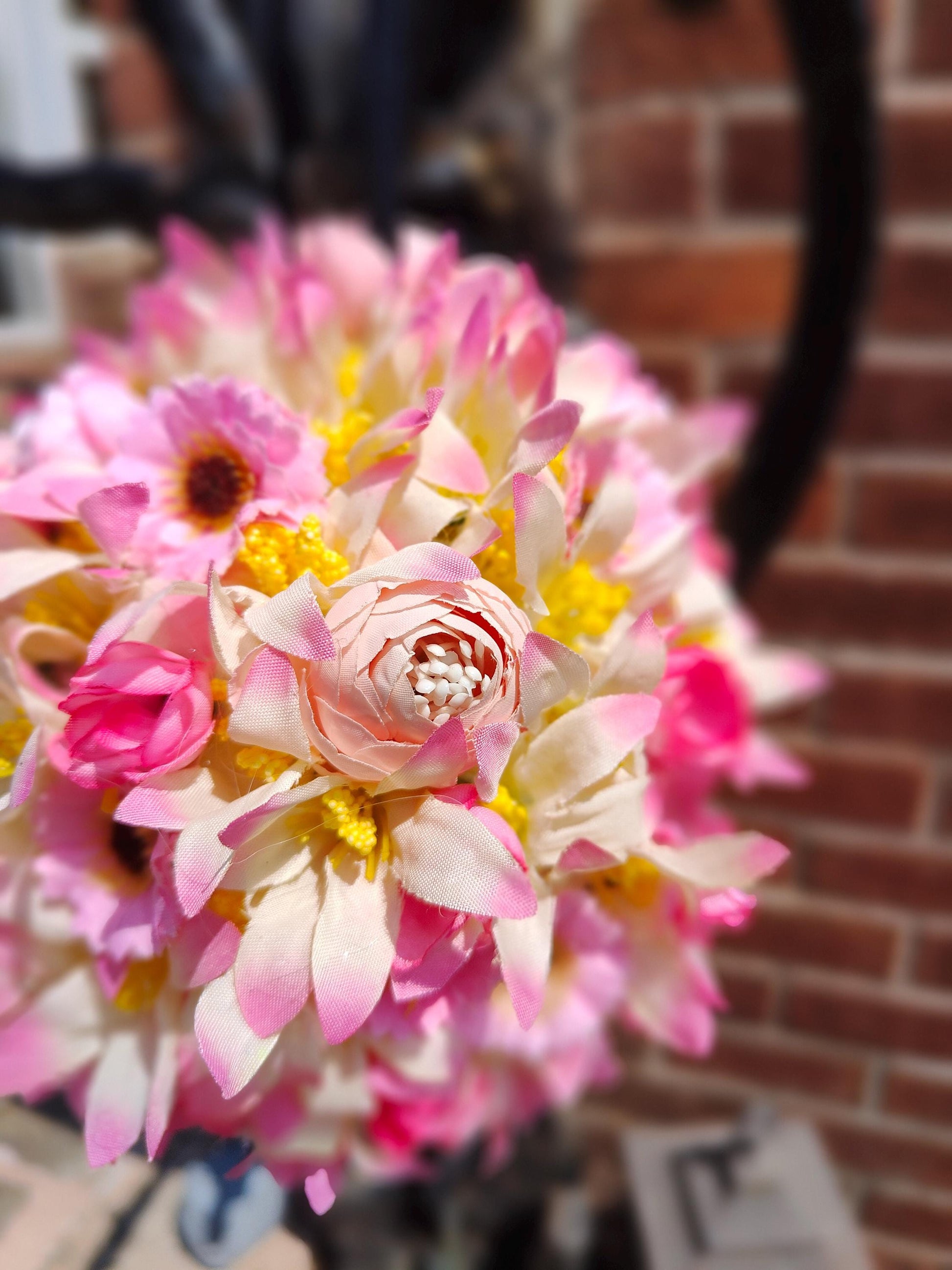 Flower ball flower girl wedding pink cream small hanging artificial flowers ball bridesmaid