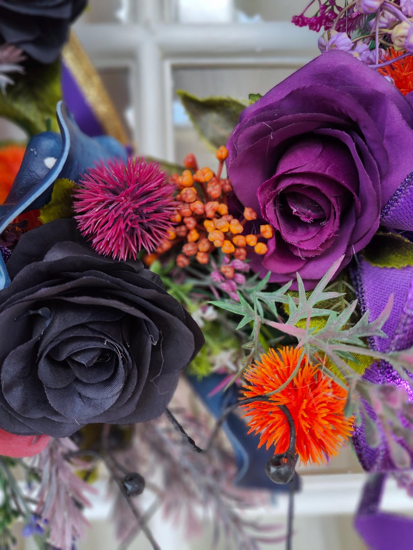 Wreath purple navy blue circular wicker large door wreath hanger