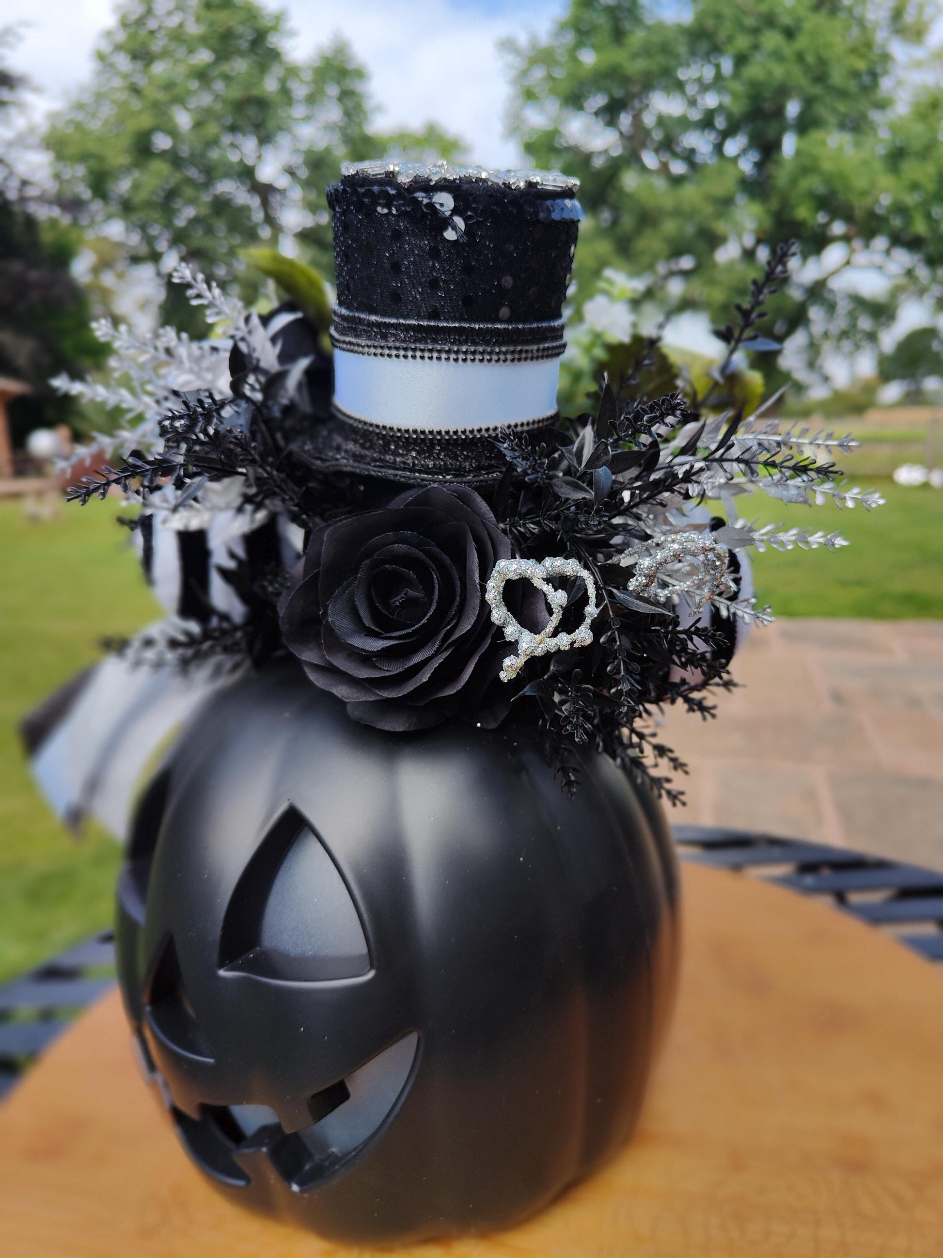 Halloween black pumpkin lights up decoration tablecentre display
