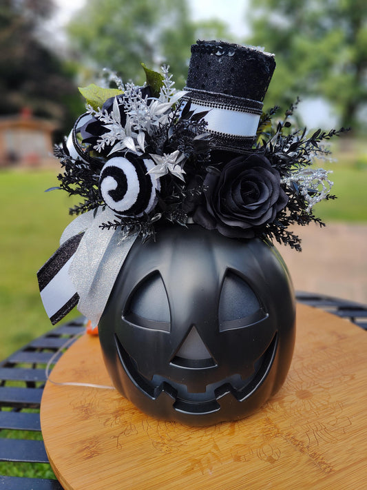 Halloween black pumpkin lights up decoration tablecentre display