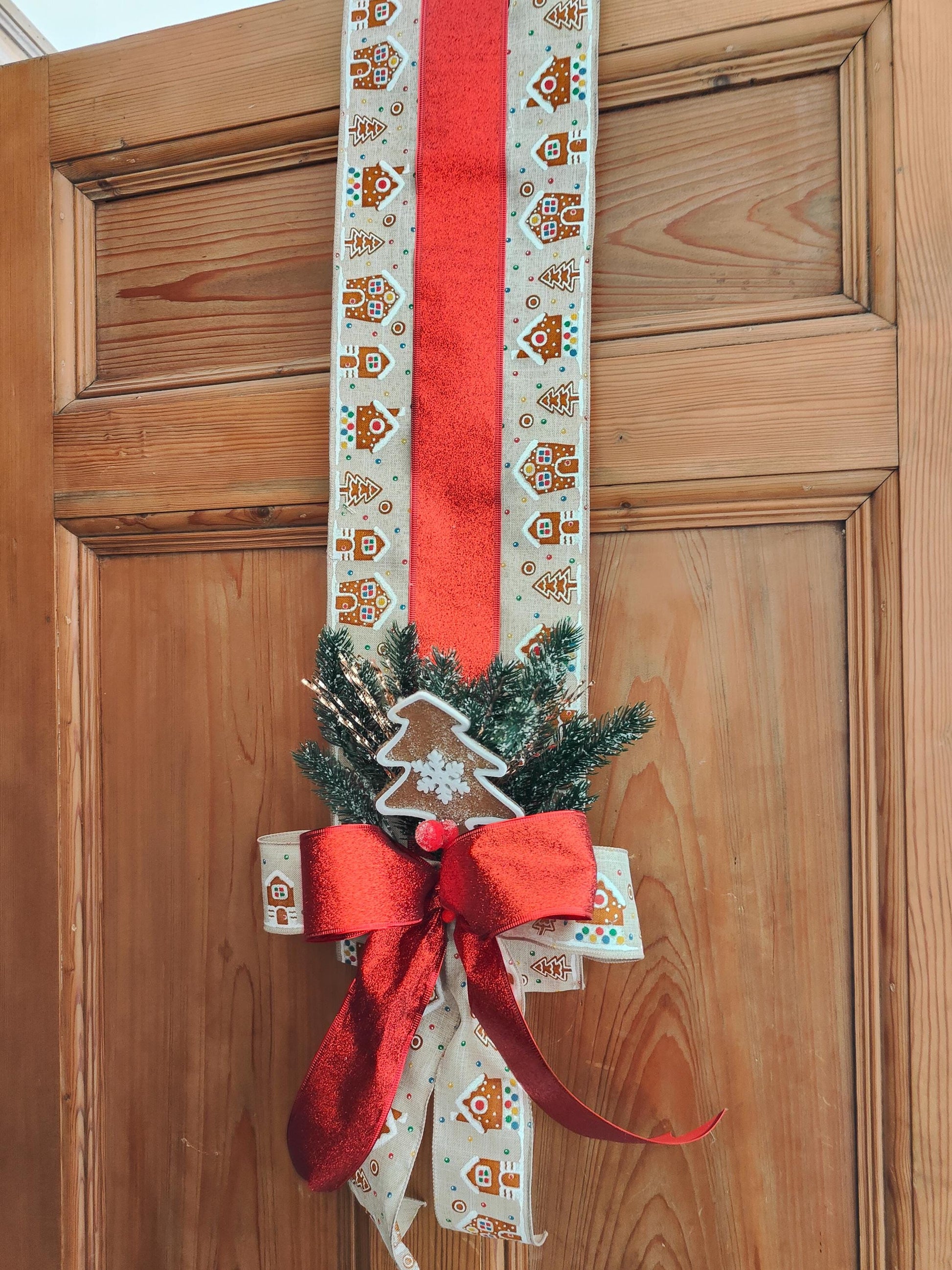 Gingerbread door hanger double over the door Christmas wreath