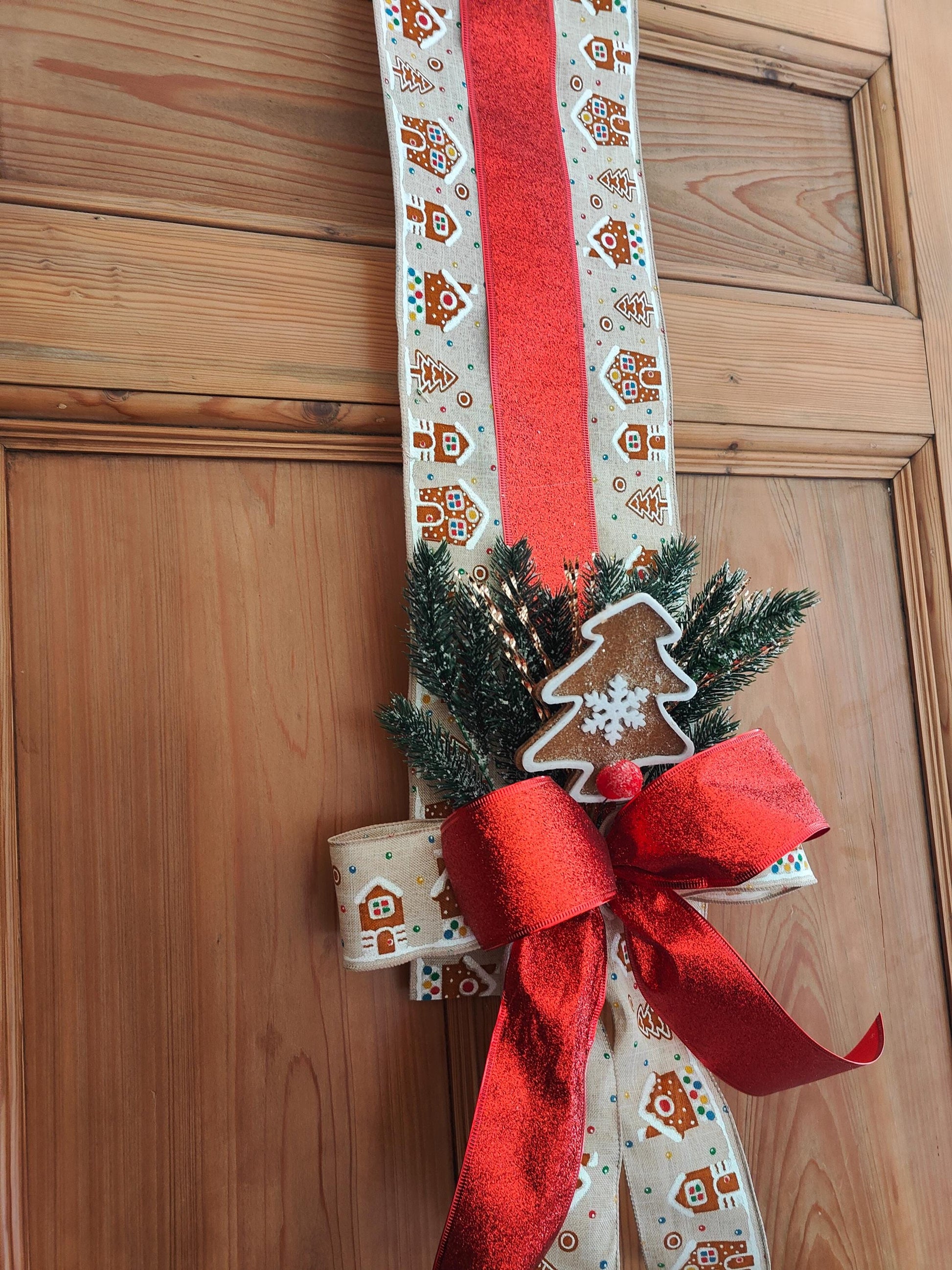 Gingerbread door hanger double over the door Christmas wreath
