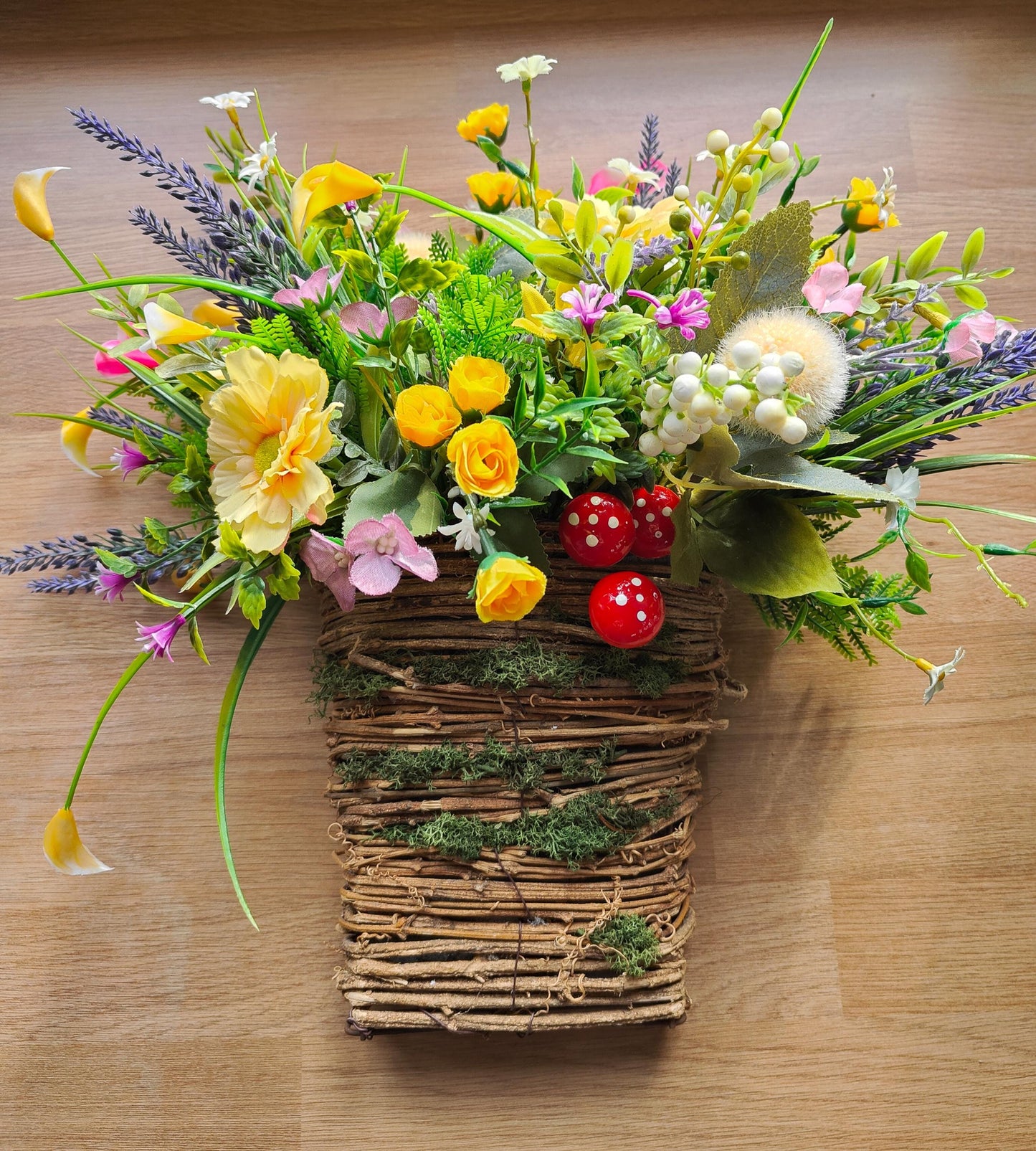 Spring Summer flower basket wall decor hanging kitchen artificial flowers