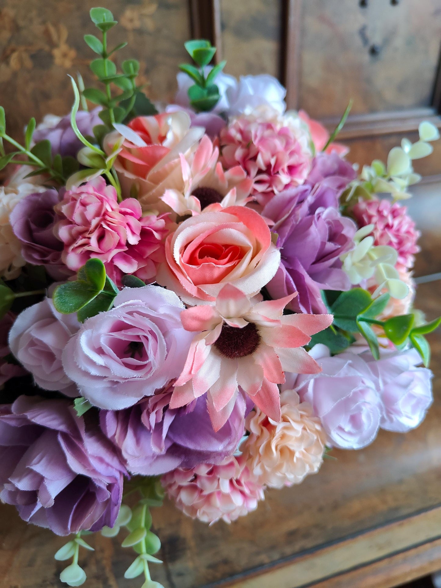 Flower arrangement pink red display tablecentre gift birthday yellow flowers Spring Summer anniversary