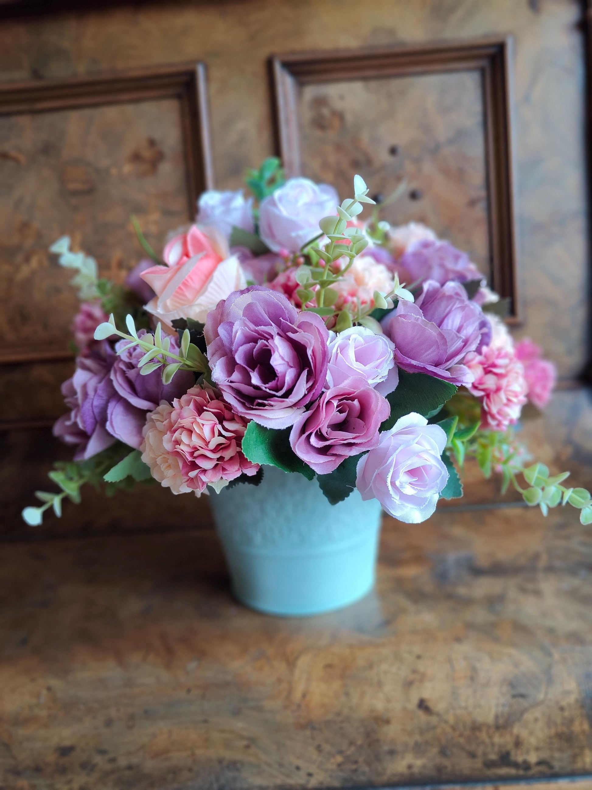Flower arrangement pink red display tablecentre gift birthday yellow flowers Spring Summer anniversary