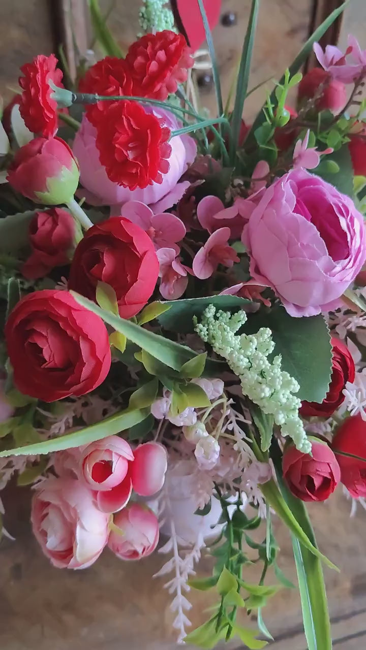 Flower arrangement pink red display tablecentre gift birthday yellow flowers Spring Summer anniversary