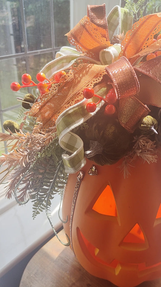 Autumn Large pumpkin jack o lantern decoration arrangement centrepiece display