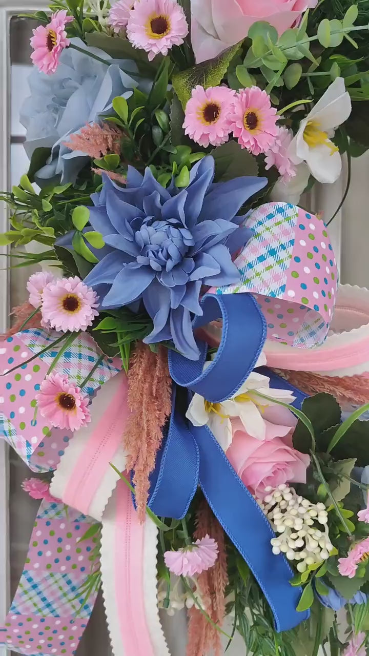 Wreath pink and blue half moon deluxe