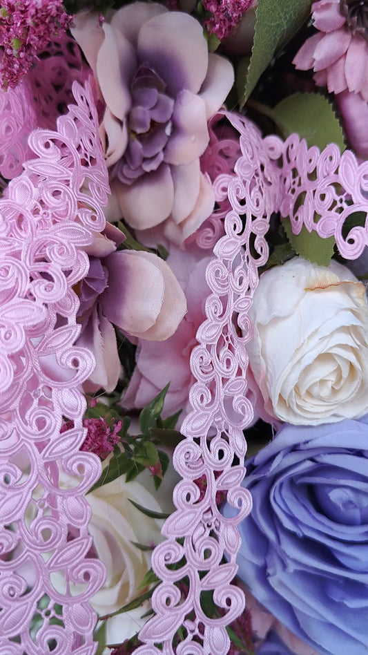 Pink lilac lavender wreath roses Bridgerton door wreath hanger large Spring Summer artificial flowers