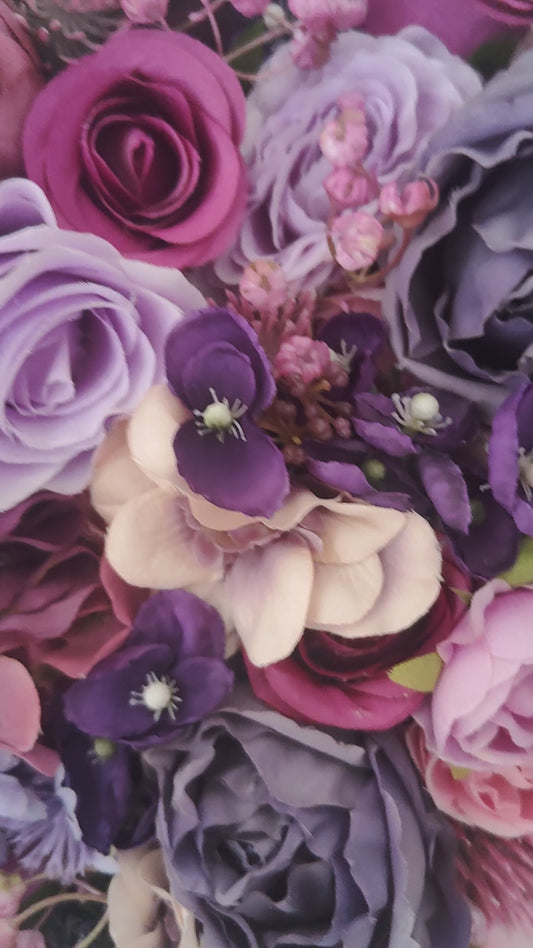 Heart wreath lilac lavender mauve pastel pinks gift mother's day memorial door hanger patio decor