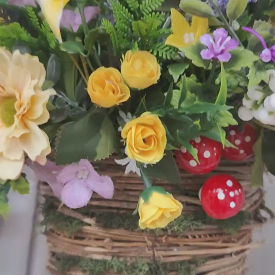 Spring Summer flower basket wall decor hanging kitchen artificial flowers