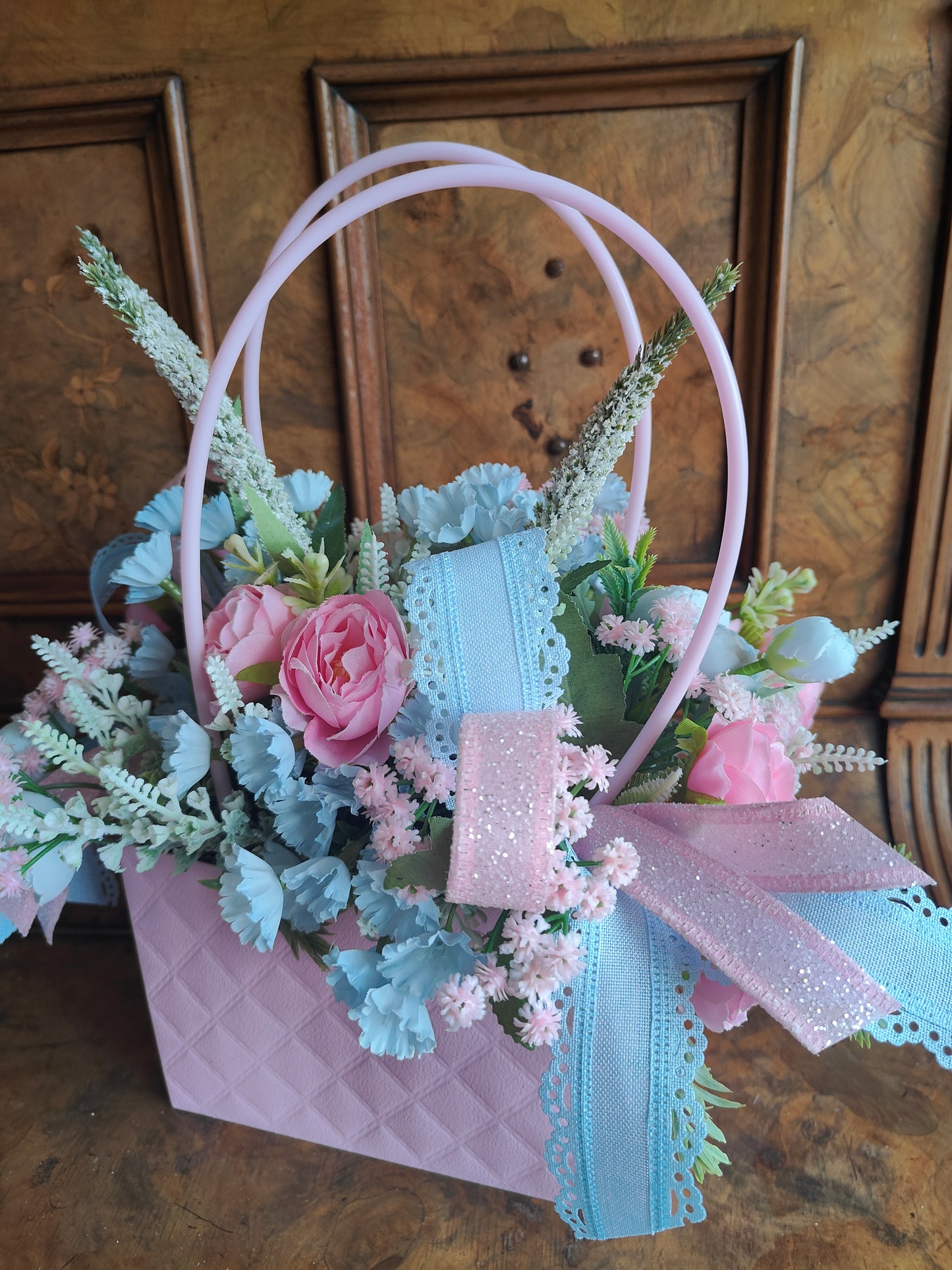 Flowers artificial floral arrangement gift present handbag home decor bridesmaid flowers