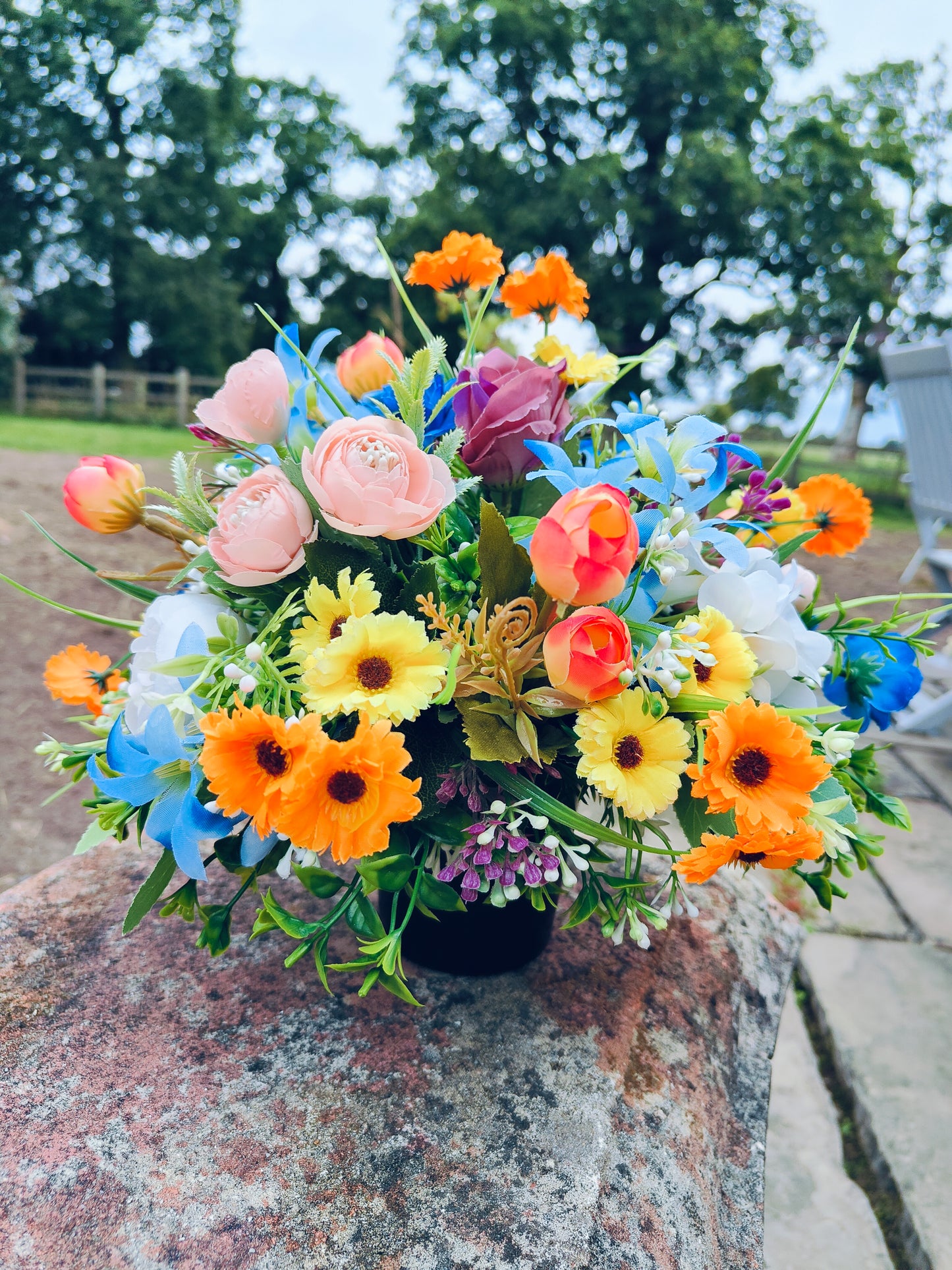 Grave pots memorial gravestone flowers