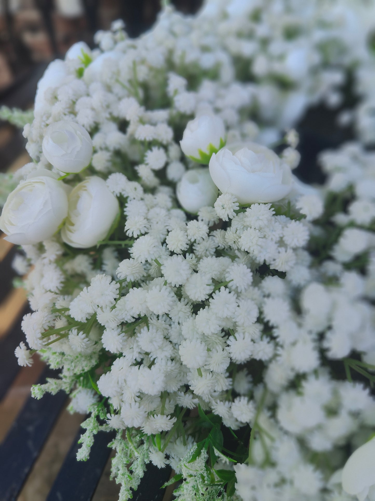 Gypsophilia tablecentre circular centrepiece wedding event flowers