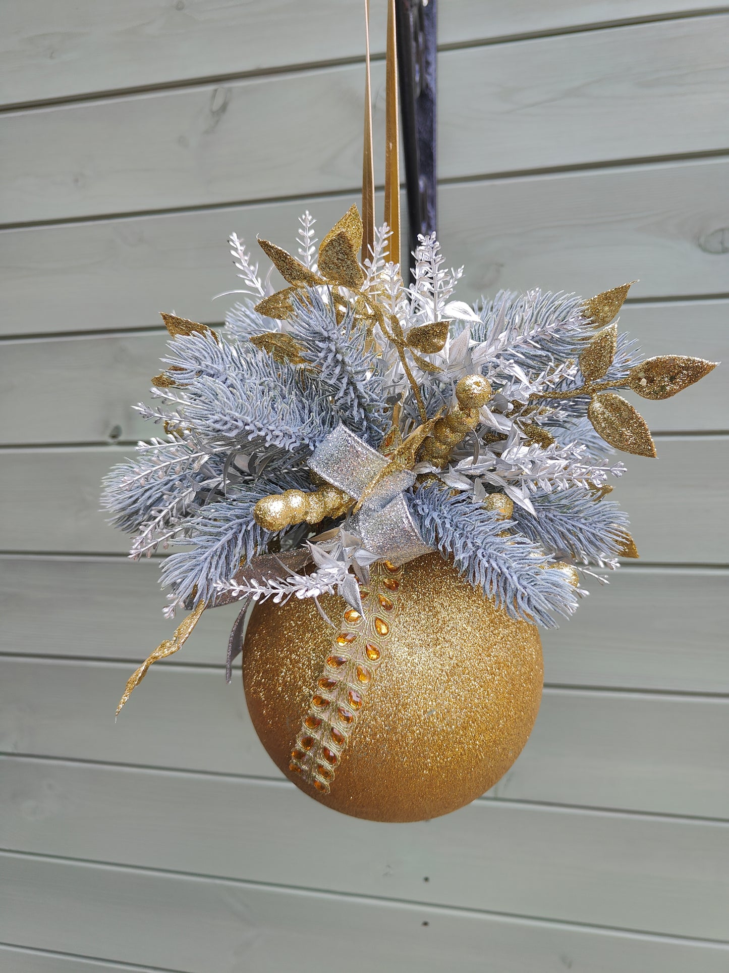 Christmas large bauble gold and silver hanging Christmas decoration