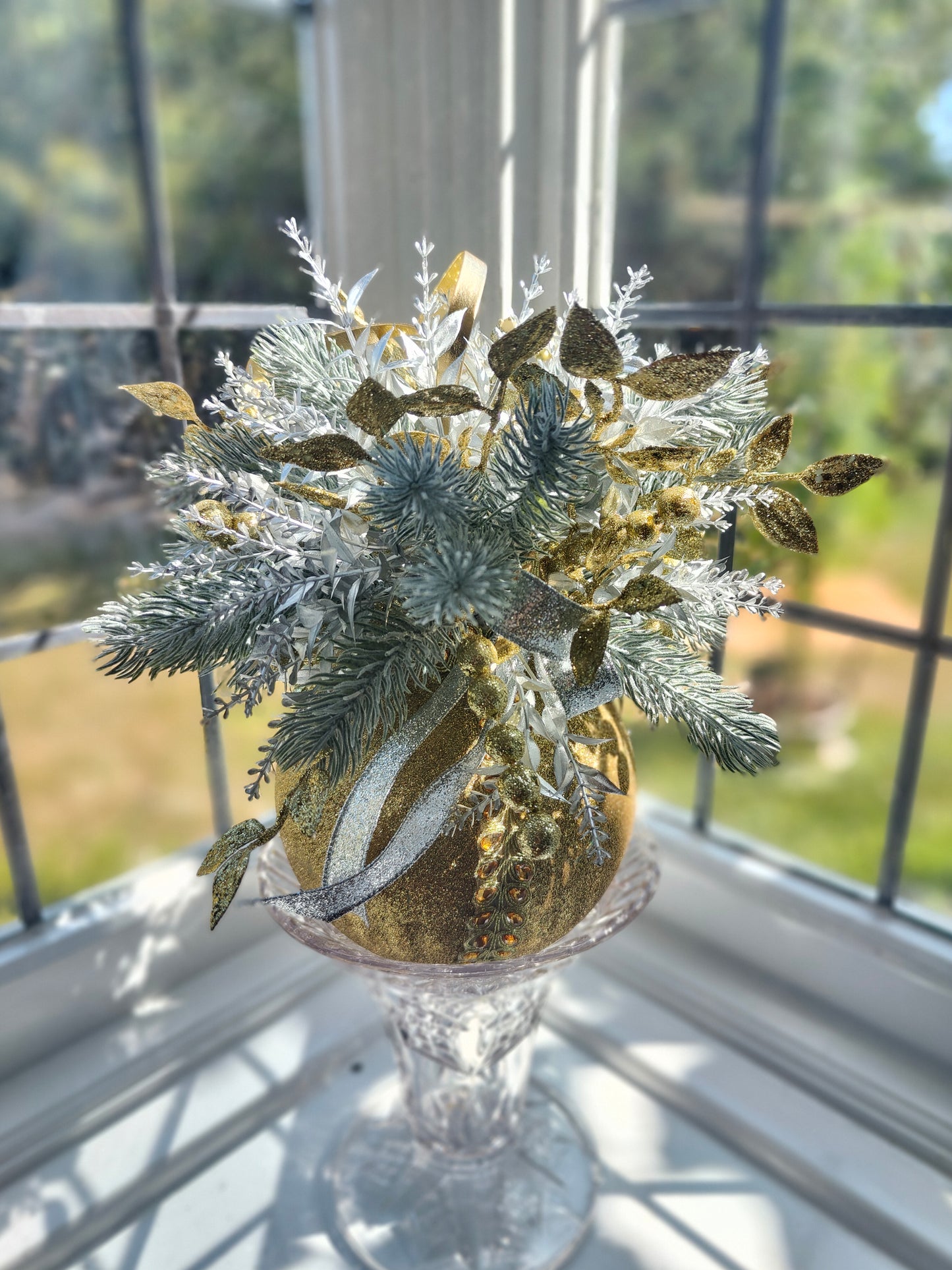 Christmas large bauble gold and silver hanging Christmas decoration