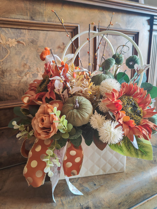 Autumn arrangement handbag decor Autumn colours