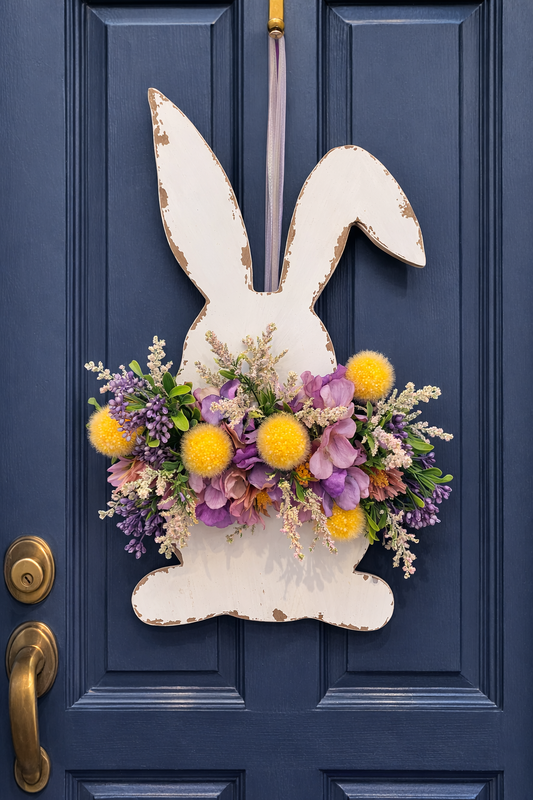 Easter bunny decoration cut out sign bunny ears artificial flowers