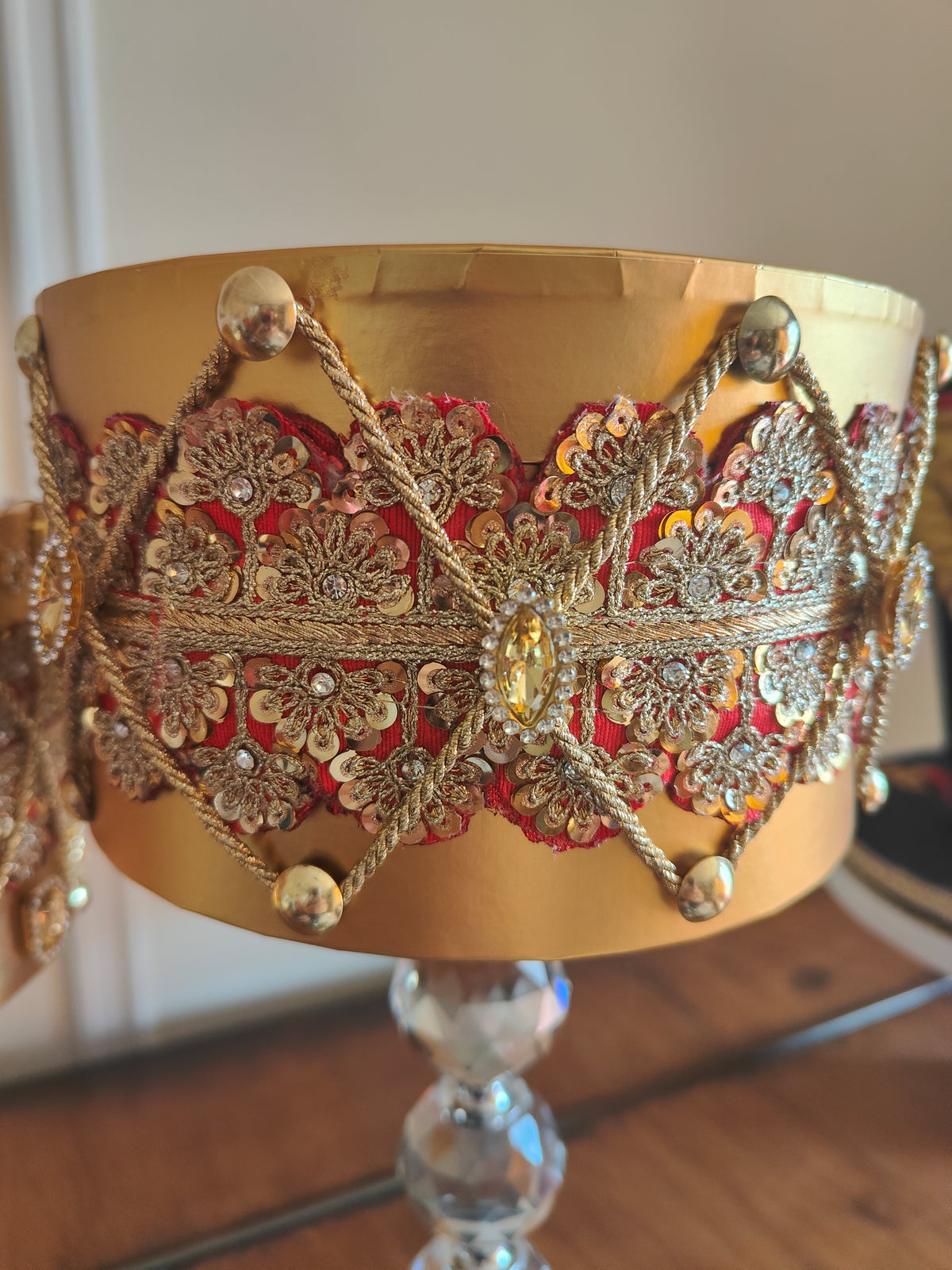 Nutcracker Drums pair of regal embellished gold and red Christmas decorations