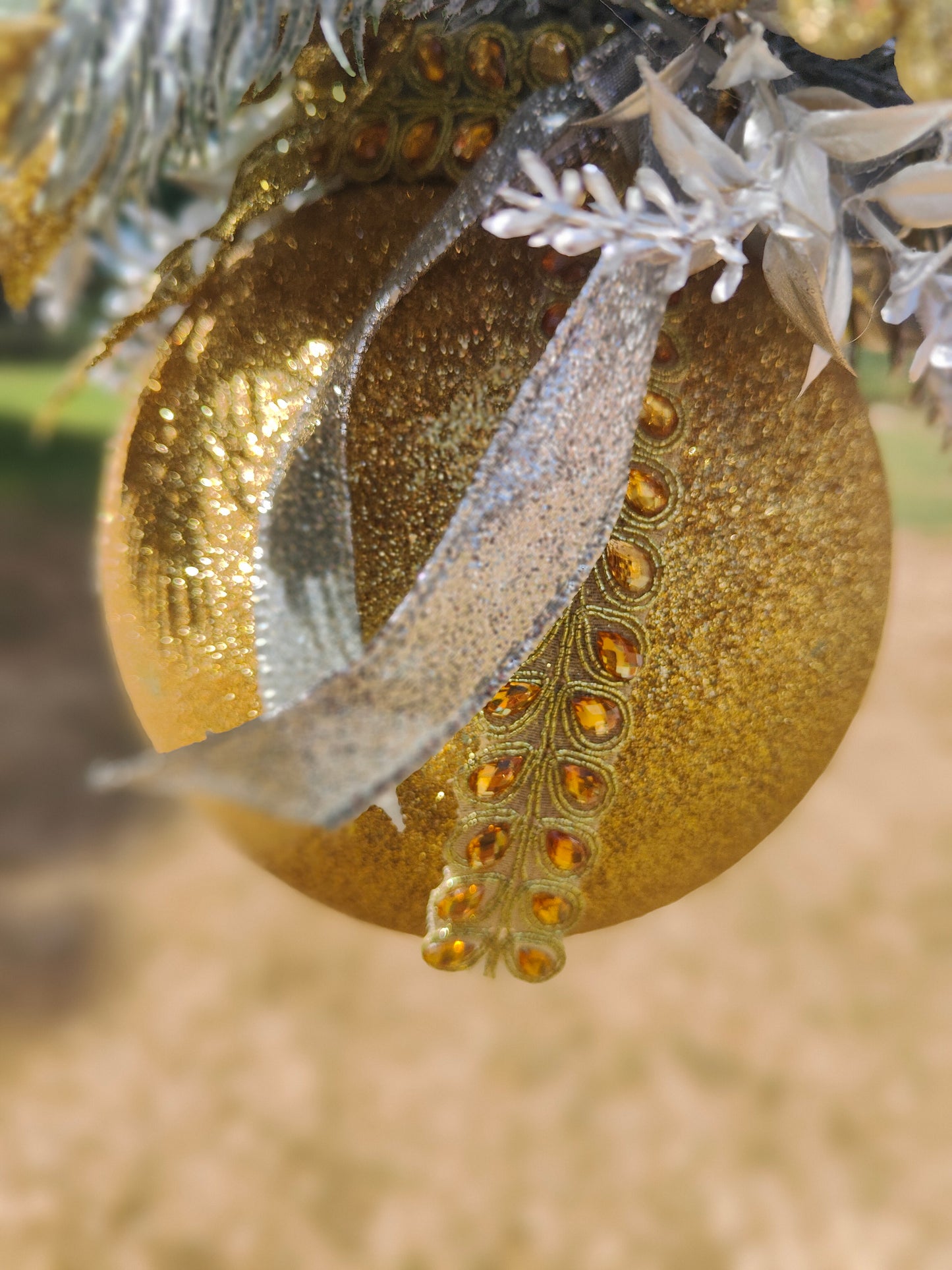 Christmas large bauble gold and silver hanging Christmas decoration