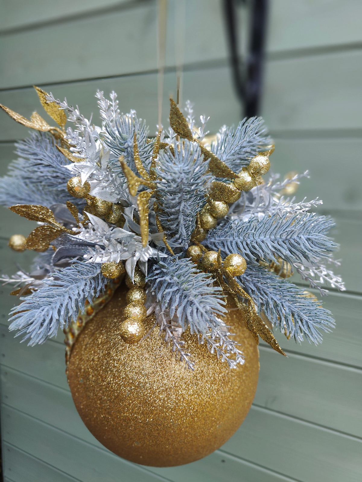 Christmas large bauble gold and silver hanging Christmas decoration