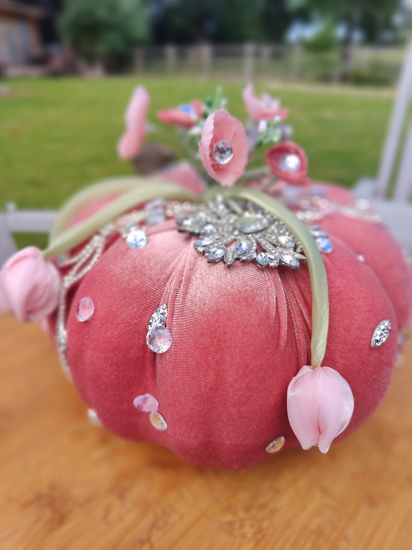 Pink pumpkin bling embellished decorated Autumn decor