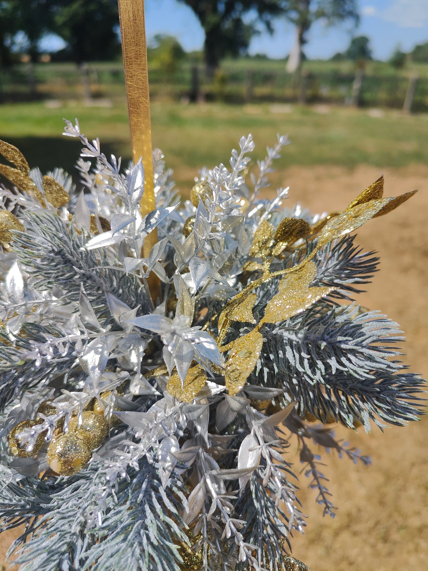 Christmas large bauble gold and silver hanging Christmas decoration