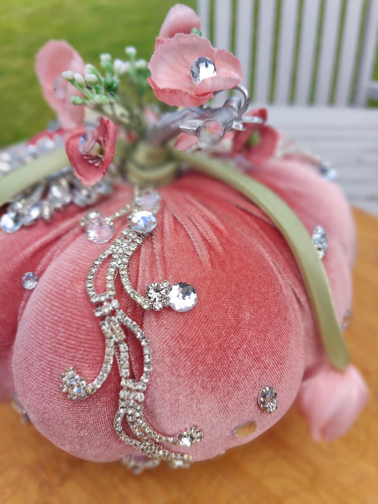 Pink pumpkin bling embellished decorated Autumn decor