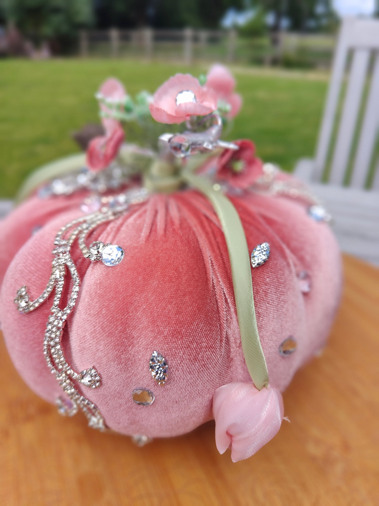 Pink pumpkin bling embellished decorated Autumn decor