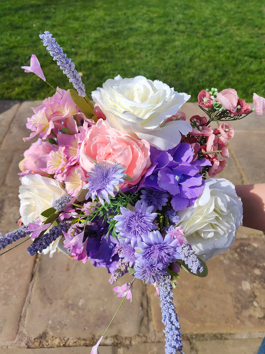 Wedding flowers, bride bouquet, bouquet for vase, bunch of flowers, pink, pastels, lilac, lavender, white florals