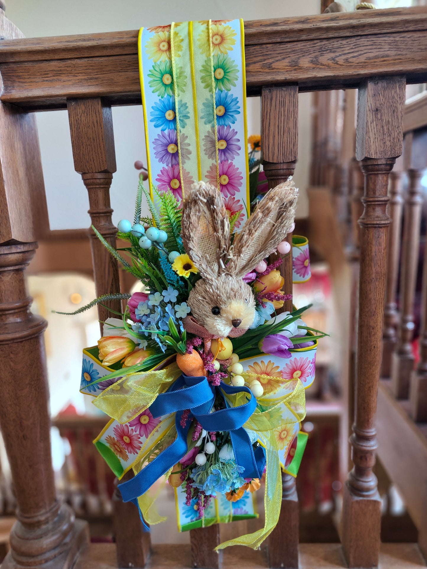 Easter bunny swag double sided hanger over the door Easter decor