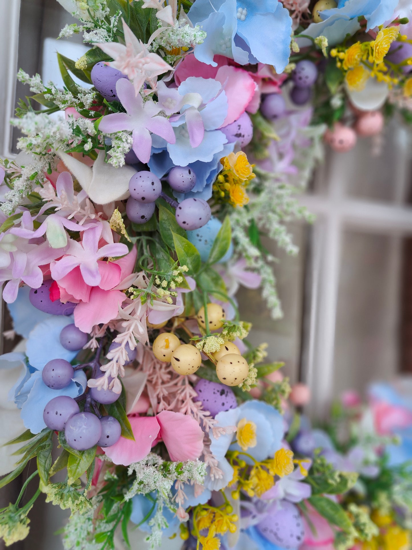 Easter wreath pastels Easter eggs mini pastel blue pink lilac lemon