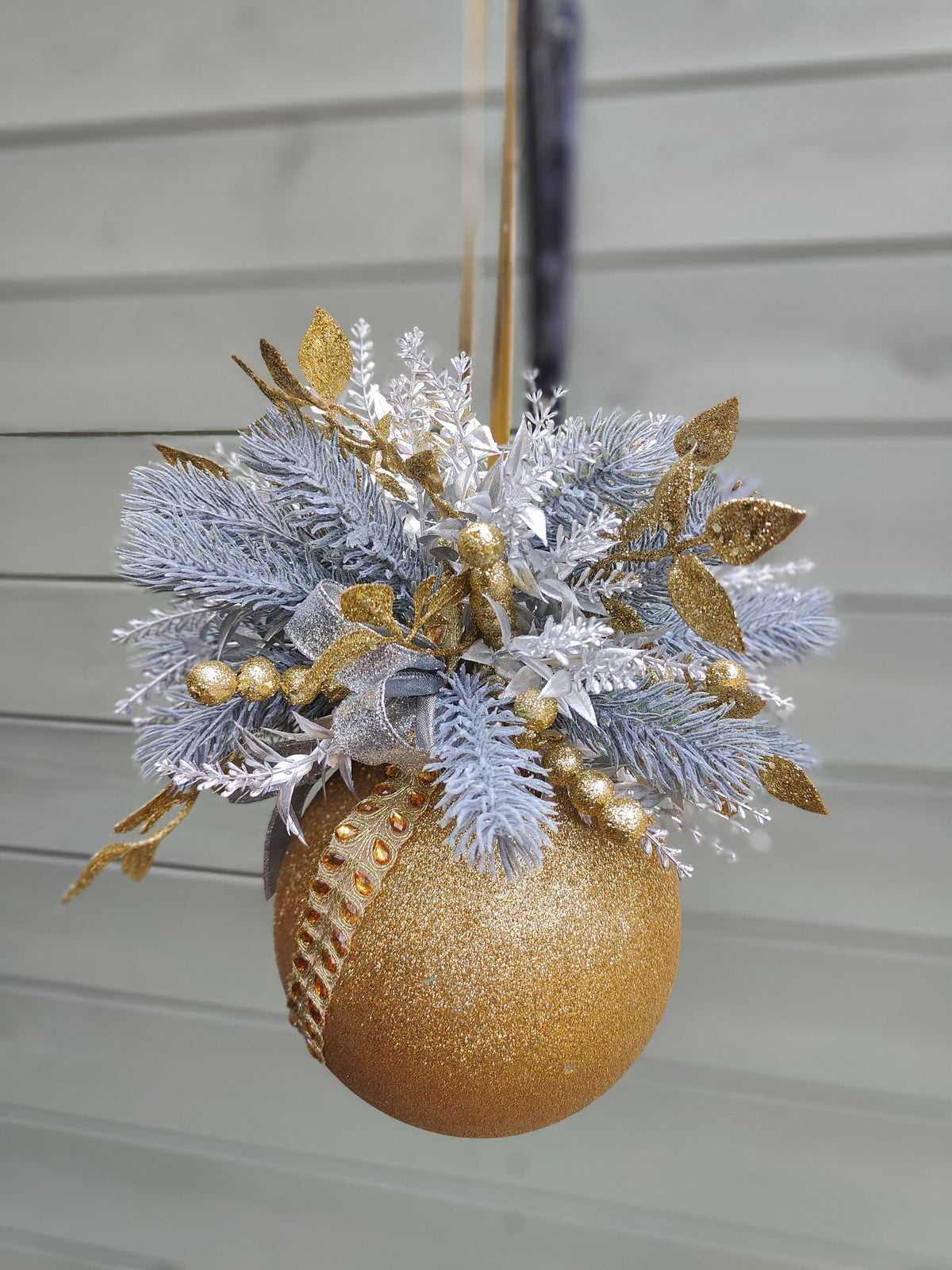 Christmas large bauble gold and silver hanging Christmas decoration